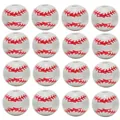 Detailed view of 16 white wooden baseball beads with red stitching for DIY jewelry making - White Baseball Style / 20 Pieces Set