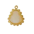 Laughing Buddha pendant in gold plated frame with white resin stone and wavy edges - Maitreya Buddha / 10 Pieces Pack / White