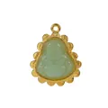 Gold plated Laughing Buddha pendant with light green chalcedony and diamond accents - Maitreya Buddha / 10 Pieces Pack / Light Green