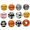 Detailed grid of DIY wooden beads with sports patterns and trendy animal prints - Mixed Style / 20 Pieces Set