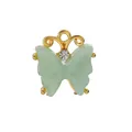 Butterfly shaped pendant with light green jade-like resin and gold-plated frame - Butterfly / 10 Pieces Pack / Green