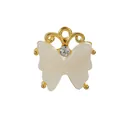 Elegant gold-plated butterfly pendant featuring white resin wings and a central diamond accent - Butterfly / 10 Pieces Pack / White