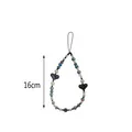 Bohemian phone strap with black hearts, faux pearls, and floral beads, 16cm length - Black Hearts Beaded Phone Chain