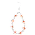 Handyanhänger mit orangen Blumenperlen und irisierenden Perlen an weißer Schlaufe - Orange