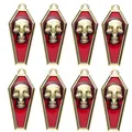 Set de 8 colgantes de calavera y ataúd en esmalte rojo y oro para bisutería artesanal - Dije de Cabeza de Calavera Dorado