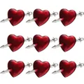 Gothic red enamel heart pendants with silver nails set of 9 pieces for DIY jewelry making - Silver Arrow Red Heart