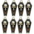 Set de 8 dijes de ataúd gótico con calavera para creación de joyas de Halloween DIY - Dije de Calavera Marrón Base Dorada
