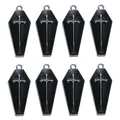 Set de 8 dijes de ataúd gótico con relieve de cruz y esmalte negro para bisutería - Dije de Cruz Negra Base Plateada