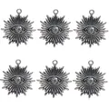Set de seis colgantes de plata vintage de ojo turco con cristales y diseño de estrella - Dije de Ojo Transparente Base Plateada