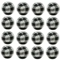 Classic black and white buffalo plaid round wooden beads for DIY jewelry making - Black Plaid Style / 20 Pieces Set