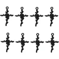 Vue détaillée de huit pendentifs croix noirs gothiques avec rose et finition métallique - Noir
