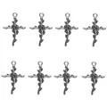 Vue détaillée de huit pendentifs croix rose en alliage argent vintage pour bijoux DIY - Acier