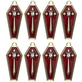 Set de 8 colgantes de ataúd en aleación dorada con esmalte rojo y cristal para joyas - Dije de Cruz Dorado Strass