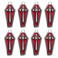 Set de 8 dijes de ataúd gótico con esmalte rojo y cruz plateada para joyería artesanal - Dije de Cruz Plateado Strass