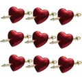 Nine red enamel heart pendants with golden arrows for DIY jewelry making - Gold Arrow Red Heart