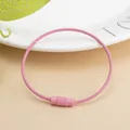 Pink coated stainless steel wire keychain with secure screw lock and braided texture - Pink