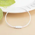White coated steel wire keychain ring with diamond-textured screw lock connector - White