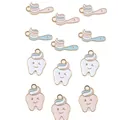 Cartoon tooth and toothbrush enamel pins with pink and blue colors for DIY accessories - Assorted Tooth and Toothbrush Styles