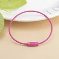 Pink coated steel wire keychain ring with secure screw lock mechanism for DIY accessories - Rose Red