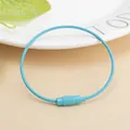 Sky blue coated steel wire keychain ring with non-slip textured screw connector - Lake Blue