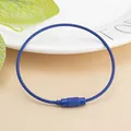Blue coated steel wire keychain loop with textured screw connector for DIY accessories - Dark Blue