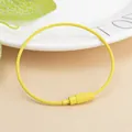Bright yellow coated steel wire keychain with a secure screw lock mechanism - Yellow