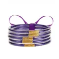 Detalle de 5 pulseras de silicona con purpurina morada y cierre de metal dorado - Púrpura profundo