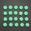 Perles fleurs smile en pâte polymère pour bracelets DIY et création de bijoux - 10mm (50 Pièces/Paquet) / Vert