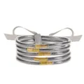 Primer plano de cinco pulseras de silicona con purpurina y cierres metálicos dorados - Gris