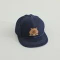 Dunkelblaue Denim-Kappe für Kinder mit süßem Capybara-Cartoon-Aufnäher-Design - Kindergröße / Dunkelblau