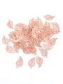 Rose gold hollow leaf charm with detailed vein pattern and hanging ring for DIY jewelry - Red Copper Leaf