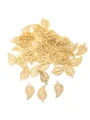 Golden leaf charms with hollow veins and integrated hanging loops for DIY jewelry - Gold Leaf