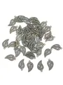 Antique bronze leaf pendants with verdigris finish and filigree hollow design for DIY jewelry - Antique Bronze Leaf