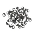 Perles pour bijoux DIY avec motifs yin yang noirs et blancs sur perles rondes en pâte polymère - Tai Chi Yin Yang (53234-BJ0304) / 50 Pièces