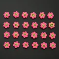 Perles fleurs en pâte polymère rose avec sourires pour bijoux faits main - 10mm (50 Pièces/Paquet) / Rouge Rose