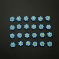 Perles fleurs en pâte polymère bleue avec centre smiley jaune pour création de bijoux - 10mm (50 Pièces/Paquet) / Bleu