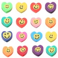 Perles en forme de cœur colorées en pâte polymère avec smileys pour bijoux DIY - Colorful Smiley Face Heart Style / 50 pièces/paquet (10x9mm)