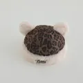 Winter leopard print baby plush hat with pom poms and Butslife label decoration - Dark Coffee Letter