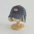 Dark gray fleece toddler baseball hat with earflaps and red BACKNOW logo embroidery - One Size (Approx. 2-6y) / Gray