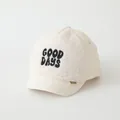 Kids sherpa baseball cap in cream with GOOD DAYS embroidery and quilted details - 48-52cm / Good Days Embroidery (Style D) / Beige