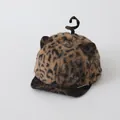 Cute leopard print baby plush baseball cap with 3D ears and curly tail for 1-3 years old - One Size (46-50cm) / Light Leopard