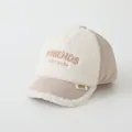 White faux shearling and khaki quilted baseball cap for kids with Friends embroidery - 48-52cm / Friends Embroidery (Style A) / Khaki