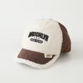 Kids sherpa baseball cap with Brooklyn embroidery and brown quilted pattern detail - 48-52cm / Brooklyn Embroidery (Style B) / Coffee