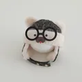 Cute beige leopard print plush baby trapper hat with pom-pom ears and glasses detail - Double Pom Pom / 1-4 Years / Dark Gray