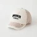 Kids quilted beige and white sherpa baseball cap with Brooklyn embroidery detail - 48-52cm / Brooklyn Embroidery (Style B) / Khaki