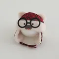 Winter kids aviator hat with red leopard print, faux fur trim and bear glasses detail - Double Pom Pom / 1-4 Years / Burgundy