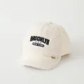 Beige kids lamb wool baseball cap with Brooklyn embroidery and soft winter fabric - 48-52cm / Brooklyn Embroidery (Style B) / Beige