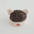 Wintermuts voor baby's met luipaardprint en dubbele pluche pompons in beige wit - 1-4 Jaar (50cm) / Donker Koffie