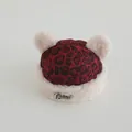 Leopard print plush baby winter hat with double pom-poms and white faux fur trim - Jujube Red Letter