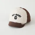 Coffee and cream sherpa baby baseball cap with BOSTON style embroidery for winter - 48-52cm / HI! BABY C Coffee (C Letter Coffee)